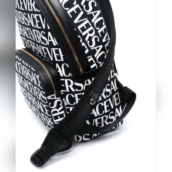 Versace Monogrammed Allover Backpack with Gold Hardware and Black Leather (NWT) - Picture 9 of 16
